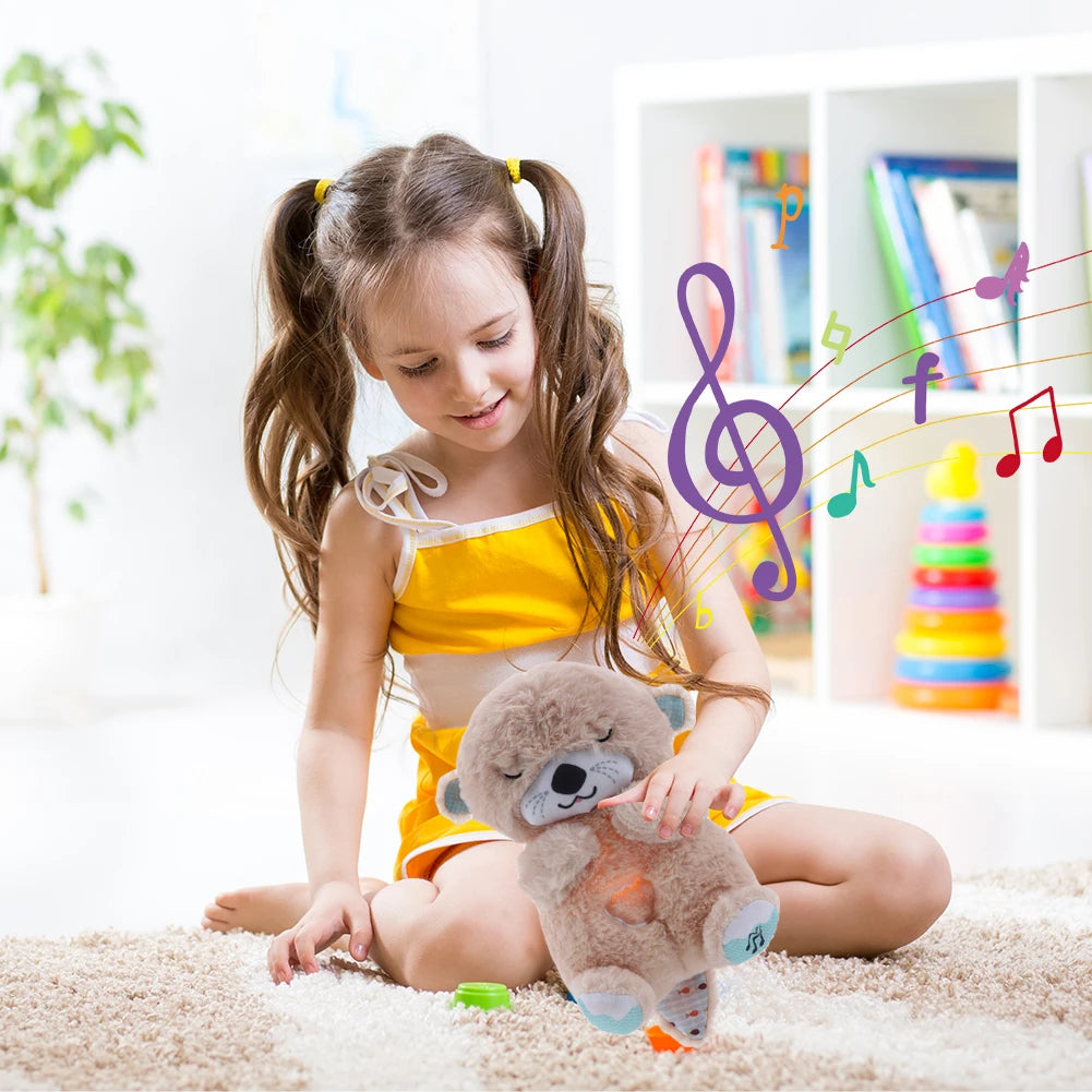 Musical Stuffed Plush Otter Toy with Soothing Sleep Sounds and Lights for Babies and Kids